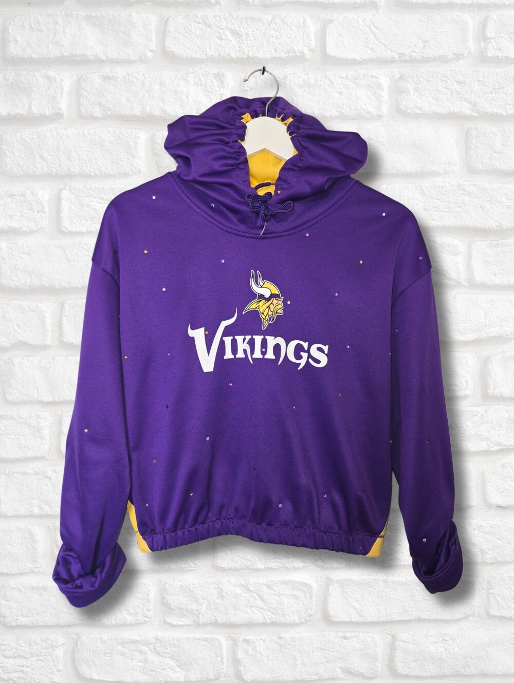 Minnesota Vikings Crop Hoodie W/Rhinestones